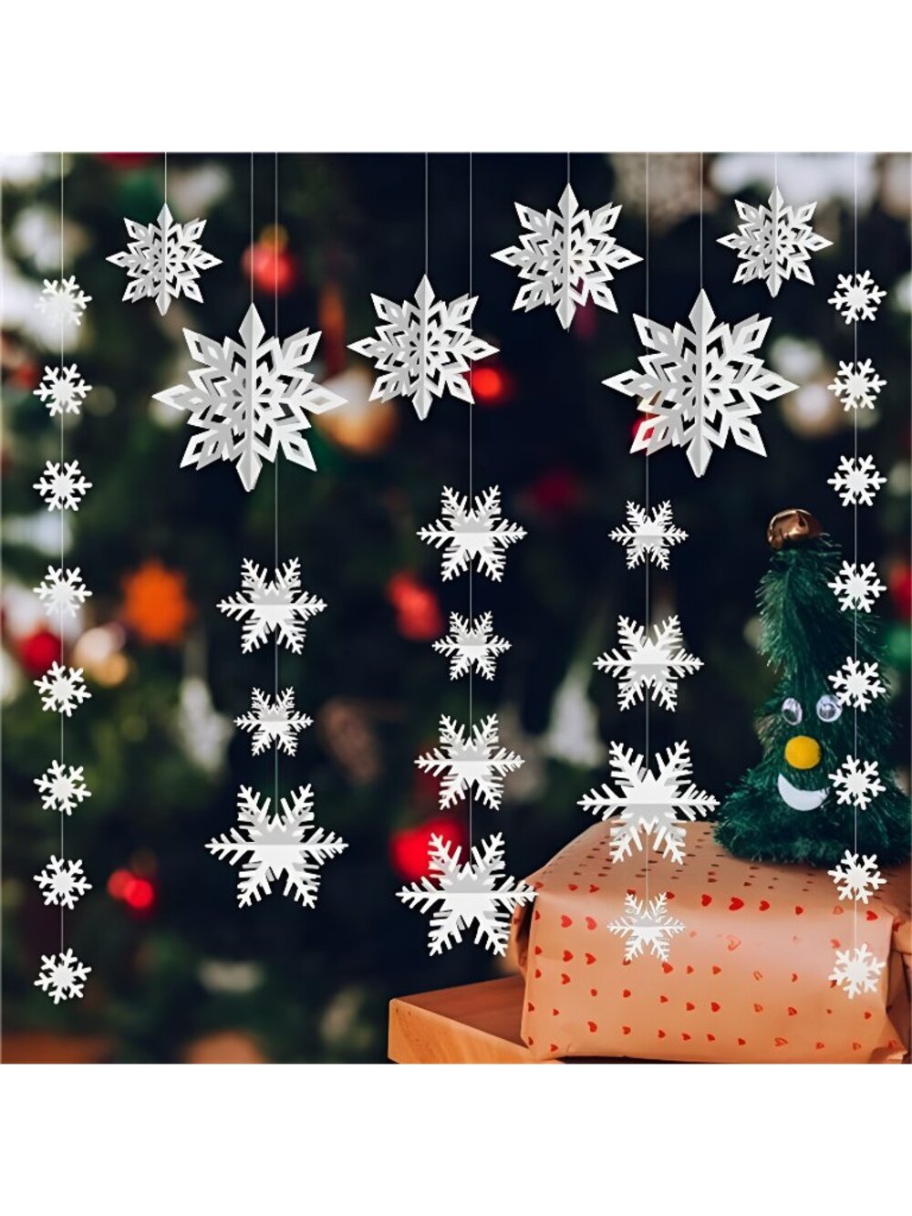 76 Pcs Snowflake Ornament, Winter Christmas Hanging Snowflake Decorations